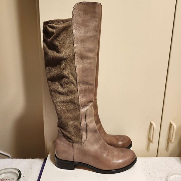 NEW Cole Haan "Isabelle" Taupe Leather/Suede-Over-the-Knee Boots Sz.7.5 Ret $329 - Picture 2 of 10
